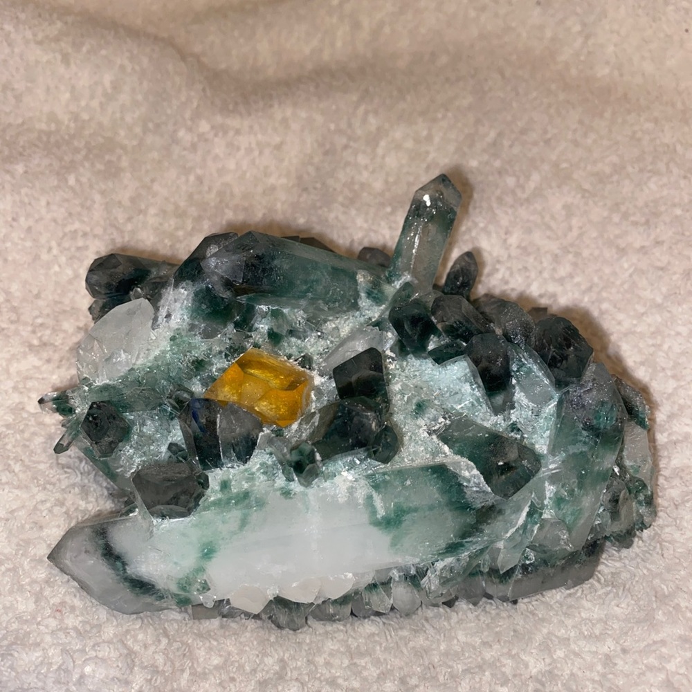 Tibetan Green Phantom Quartz with Genuine Citrine